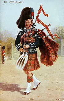 Busby: Scots Guard playing the bagpipes