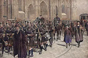 Iln - Consolidated Archive Holdings Ltd (colourised): Scots Guards marching through Cologne, WW1