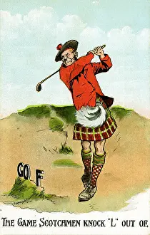 Scotsman: A Scotsman in kilt in a golf swing