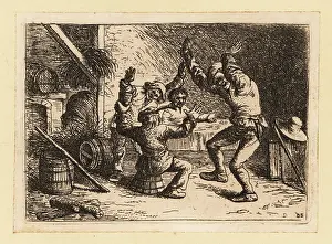 Master Painter: Scottish peasants dancing in a rustic tavern, 18th century