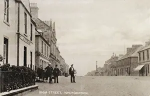 Invergordon: Scottish People outside pub in Scotland