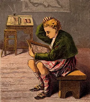 Kilt: Scottish schoolboy dressed in a kilt and woollen