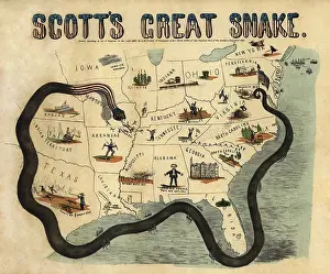 Strangulation: SCOTTs GREAT SNAKE, 1861. A popular print
