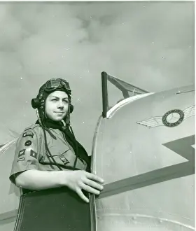 Denham: Scout in cockpit of Miles Magister