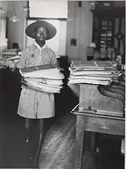 Accra: Scout helping in Post Office, Accra, Ghana, West Africa