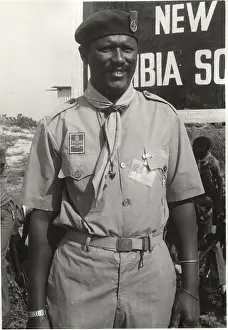 Organising: Scout leader at proposed headquarters, Gambia, West Africa