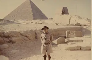 Akita: Scout leader in front of pyramid, Egypt