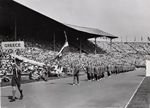 Wembley: Scout leading Greece procession at Olympics