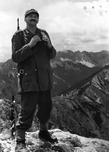 Styria: Scout on a peak of the Alps in Styria, 1944
