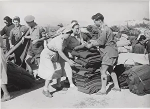 Blankets: Scouts distributing blankets in Zakynthos, Greece