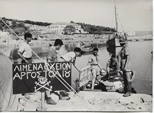 Earthquakes: Scouts landing materials at Argostolion, Kefalonia, Greece