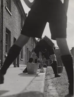 Visibility: Scouts painting kerbs white in wartime