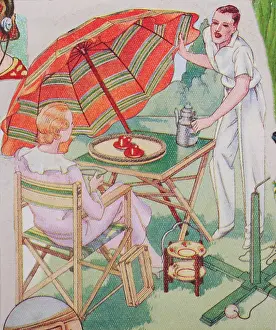 Scrapbook: Scrapbook image, couple with picnic, cricket