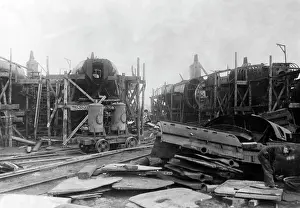 Disarmament: Scrapping of German submarines, around 1919