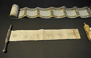 Parchment: Scroll of Esther with miniature illustrations by the scribe