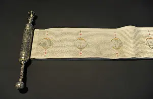 Parchment: Scroll of Esther with miniature illustrations by the scribe