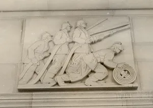 Friezes: Sculpture on front of Lambeth HQ Main Building