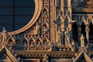 Pisano: Sculptures, Facade, Siena Cathedral, Siena, Tuscany, Italy