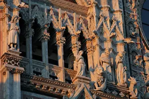 Pisano: Sculptures, Facade, Siena Cathedral, Siena, Tuscany, Italy