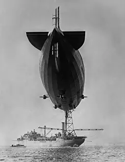 Lighter Than Air: Sea level view of dirigible USS Shenandoah moored