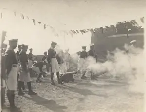 Dusty: Sea Scouts demonstrating with cannons, Gibraltar