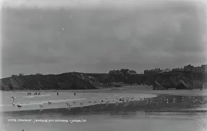 Bathers: Seagulls and Bathers at Newquay