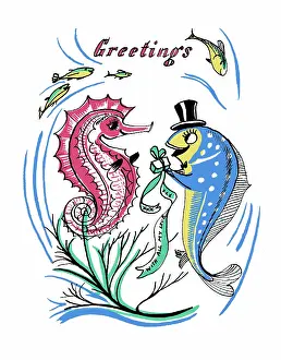 Seahorse: Seahorse and Fish with a Present