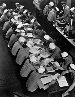 Submariners: Seamen in the diesel lab at submarine training
