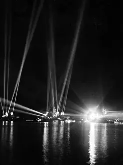 Headlights: Searchlight training of the German fleet at night, 1933