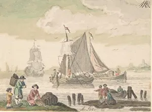 Nicolaas: Seascape with Six Figures in the Foreground, 18th