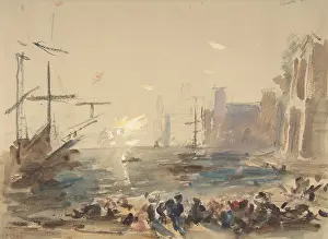 Recto: Seascape (recto); Indecipherable sketch (verso)