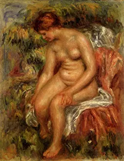 Bather: Seated Bather Drying Her Leg, by Renoir