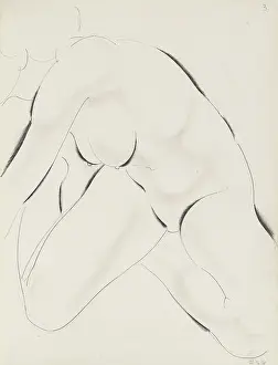 Rowton: Seated female nude leaning towards left