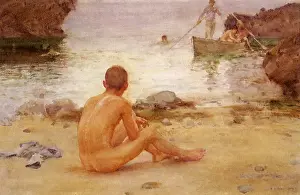 Tuke: Seated Nude on a Beach