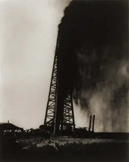 Hydrocarbons: Seay-Carnfill gusher, Richland, Texas, photographer ?