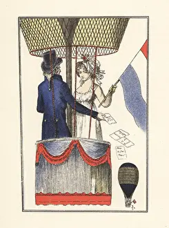 Stencil: Second balloon ascent of Dr. Andre-Jacques Garnerin