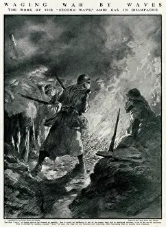 Waging: Second wave of French troops in German trenches, WW1