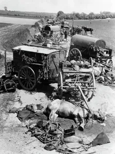 Retreat: Second World War: French troops in retreat and in captivity