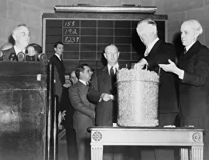 Peacetime: Secretary of Navy Frank Knox, blindfolded, ?