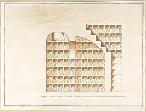 1710s: Section of a Columbarium, 1710?27, Pen and brown