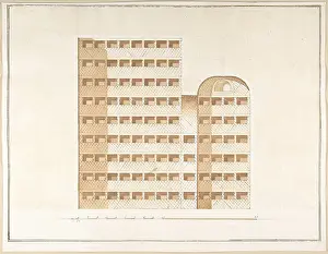 1710s: Section of a Columbarium, 1710?27, Pen and brown