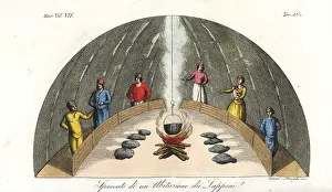 Lapp: Section through a dome-shaped Lapp (Sami) house