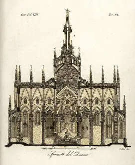 Cellai: Section through Milan Cathedral, 14th century