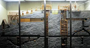 Trolley: Section of an underground mine. Model of a team in the secon