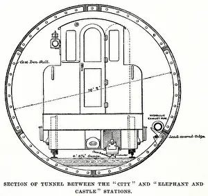 Borough: Section of underground railway tunnel, City Line, London