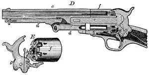 Sectional: Sectional view of Colt revolver with, at E, the