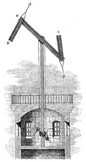 Figuier: Sectional view of a telegraph tower using Chappe's