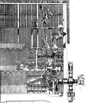 Sectional: A sectional view of a water-powered flour mill