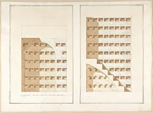1710s: Two Sections of a Columbarium, 1710?27, Pen and