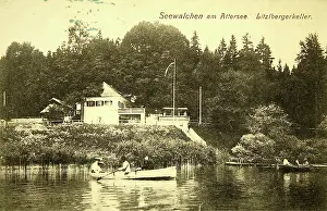 Seewalchen: Seewalchen at Lake Attersee. Litzlbergerkeller. View